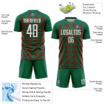Benutzerdefinierte Kelly Grün Weiß-Rot Zickzack Form Sublimation Fußball Uniform Trikot Benutzerdefinierte Kelly Grün Weiß-Rot Zickzack Form Sublimation Fußball Uniform Trikot