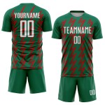 Benutzerdefinierte Kelly Grün Weiß-Rot Zickzack Form Sublimation Fußball Uniform Trikot Benutzerdefinierte Kelly Grün Weiß-Rot Zickzack Form Sublimation Fußball Uniform Trikot