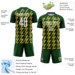 Benutzerdefinierte grün weiß-gold Zickzack Form Sublimation Fußball Uniform Trikot Benutzerdefinierte grün weiß-gold Zickzack Form Sublimation Fußball Uniform Trikot