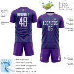 Benutzerdefinierte Lila Weiß-Blaugrün Zickzack Form Sublimation Fußball Uniform Trikot Benutzerdefinierte Lila Weiß-Blaugrün Zickzack Form Sublimation Fußball Uniform Trikot