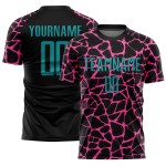 Benutzerdefinierte schwarz blaugrün-rosa abstrakte Netzwerk Splash Sublimation Fußball Uniform Trikot Benutzerdefinierte schwarz blaugrün-rosa abstrakte Netzwerk Splash Sublimation Fußball Uniform Trikot