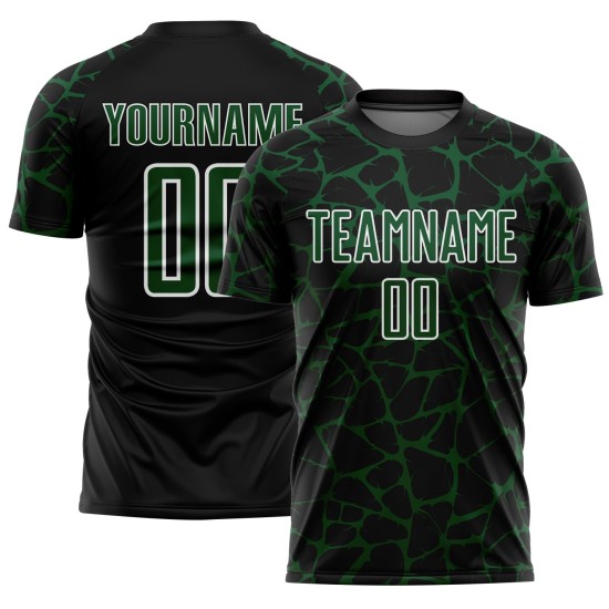 Benutzerdefinierte schwarz grün-weiß abstrakte Netzwerk Splash Sublimation Fußball Uniform Trikot Benutzerdefinierte schwarz grün-weiß abstrakte Netzwerk Splash Sublimation Fußball Uniform Trikot